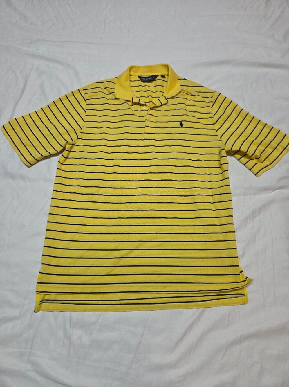 Yellow Striped Polo Shirt with Contrast Navy Lines